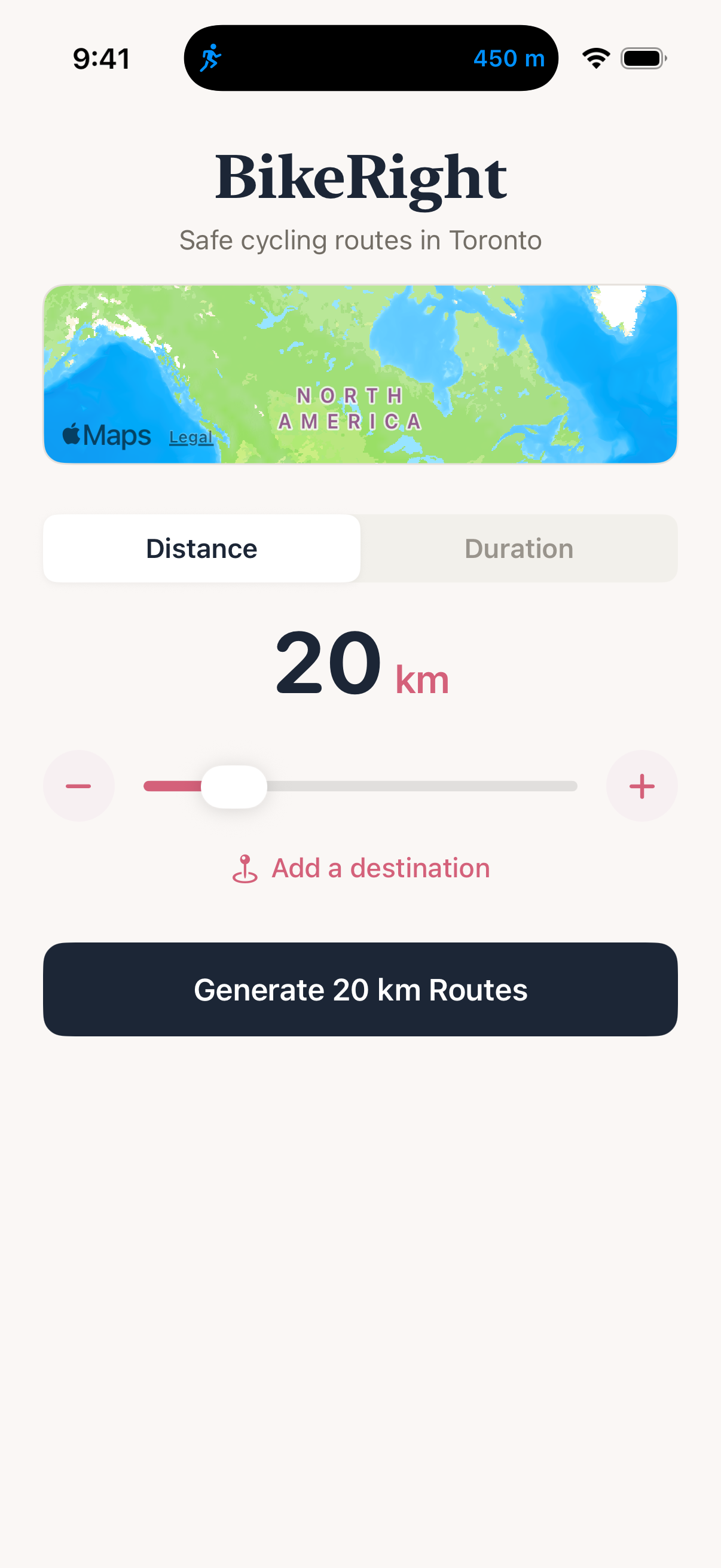BikeRight home screen