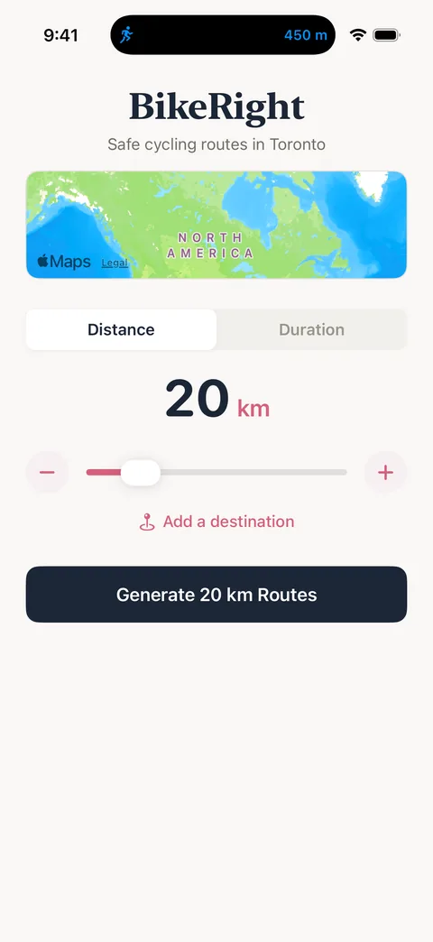 BikeRight home screen