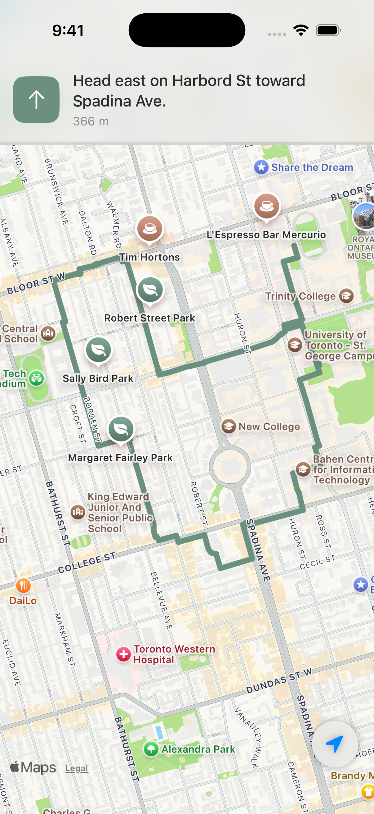 Go for a Walk voice-guided navigation